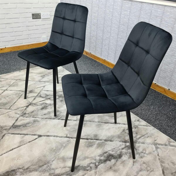 Kosy Koala Modern Dark Grey Dining Table Set with 2 Black Velvet Chairs And 1 Black Bench