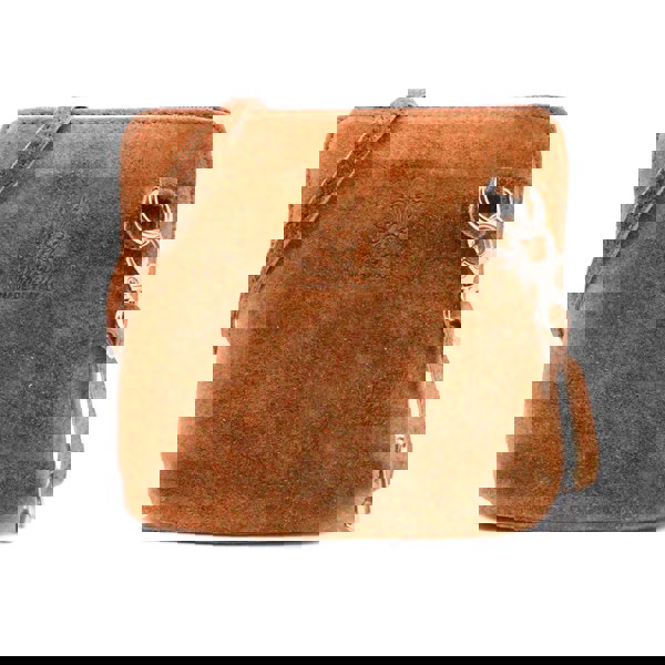 Kitise Small Genuine Italian Suede Leather Zip Around Crossbody Bag