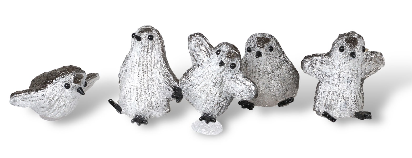 St Helens Set of 5 Acrylic Penguins Inc Timer