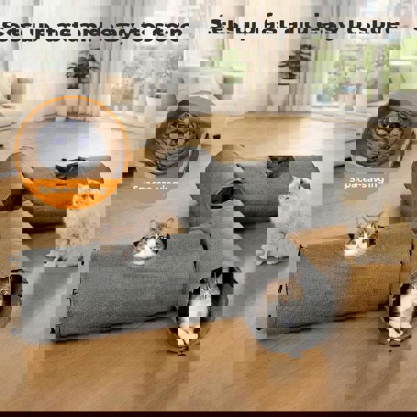 Skylos Large Cat Tunnels 3 Pcs Modular Foldable Linen Tube Kittens Rabbits Toys