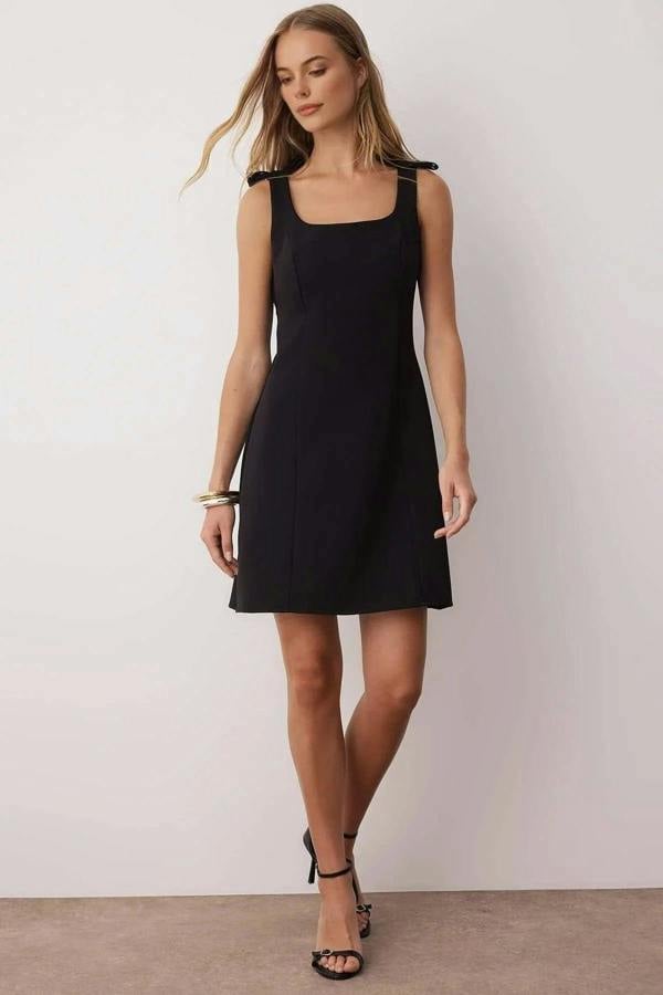 WOVCOR A-Line Mini Woven Dress with Bow