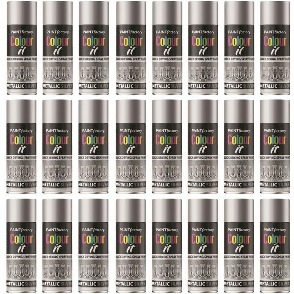 Paint Factory 24X - Paint Factory Metallic Silver Spray Paint 200ml