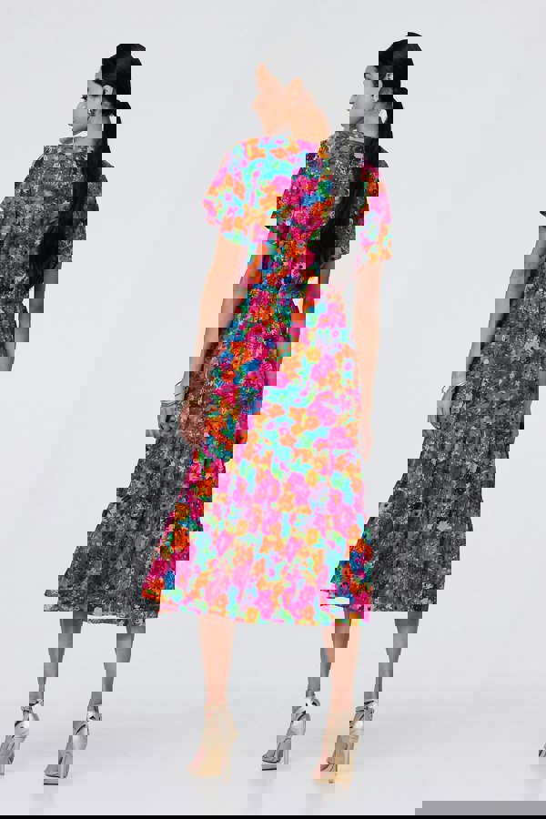 Pink | Floral Short Sleeve Tie Waist Dress