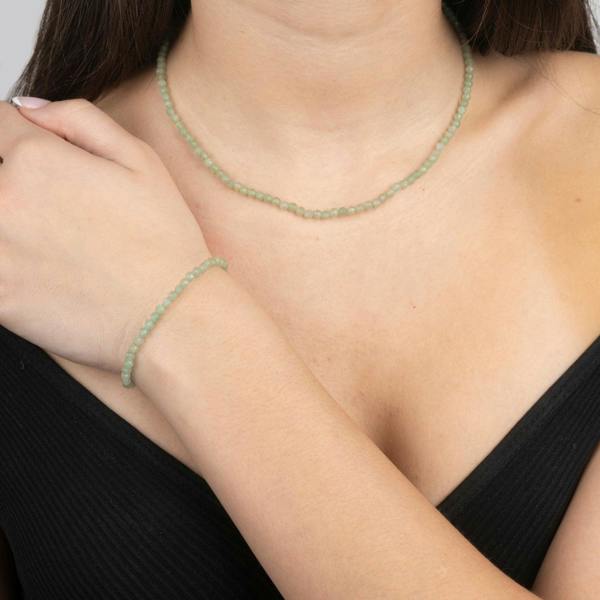 Gold Trip Green Aventurine Beaded Necklace