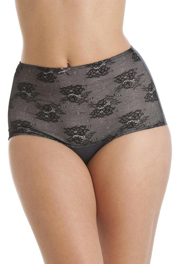 Two Pack Grey Seamfree High Waist Floral Mesh Briefs