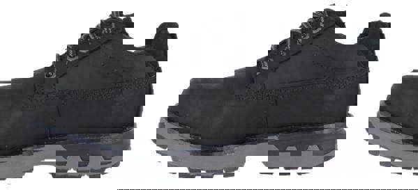 Caterpillar Pursue Low Mens Casual Lace Up Leather Trainer Shoes, black low-cut sneaker with lace-up closure and rugged rubber sole for outdoor and casual wear.