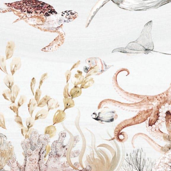 Grandeco Watercolour SeaLife Coral Reef Nursery 3 panel repeatable Mural 1.59 x 2.8m
