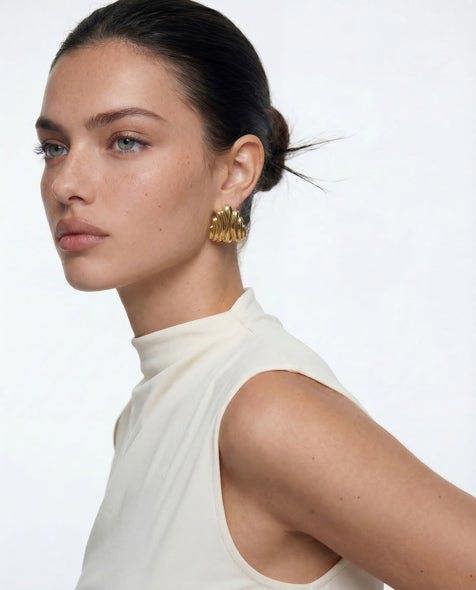 Elk & Bloom Chunky 14K Gold Molten Wave Studs