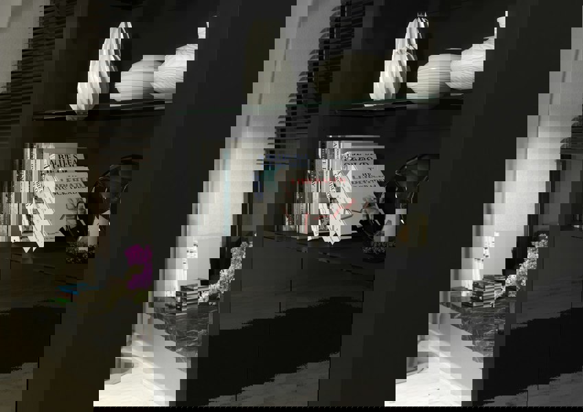 Mex Furniture Tall Display Cabinet 170cm – Black Matt Body & Black Matt Doors