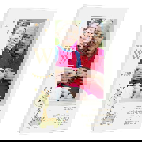 Personalised Memento Company Personalised Hessian Giraffe 5x7 Box Photo Frame