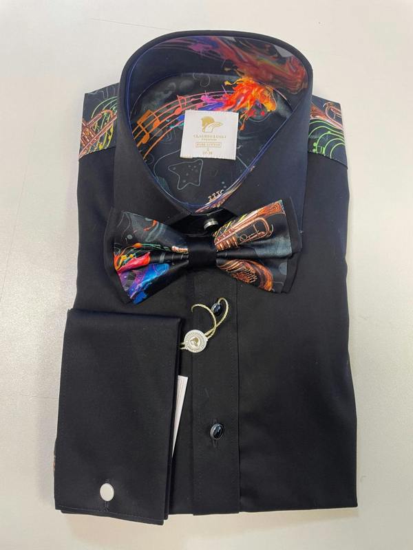 CLT25102 BLACK SAXOPHONE WITH BOWTIE - Claudio Lugli Shirts