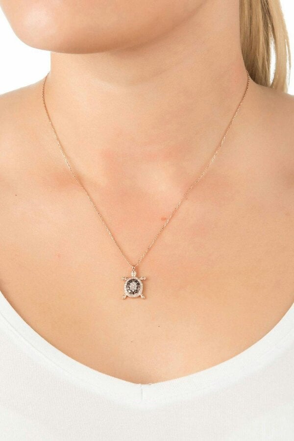 Latelita Turtle Chocolate Pendant Necklace Pink Rosegold