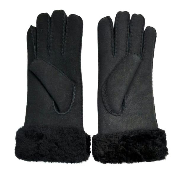 Infinity Leather Womens Genuine Sheepskin Suede Gloves with Fur Cuff