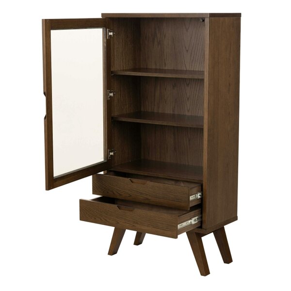 Wyld Haus Kotka Dark Oak Wood Display Cabinet 2 Drawers 2 Shelves