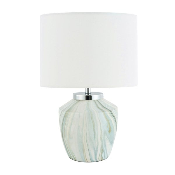 Modern Marble Effect Ceramic Table Lamp Base with White Duck Egg and Gold Swirl Image 3