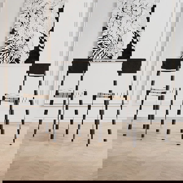 Eden Dining Chair, Black, Solid Wood & Linen-Weilai Concept-Weilai Concept