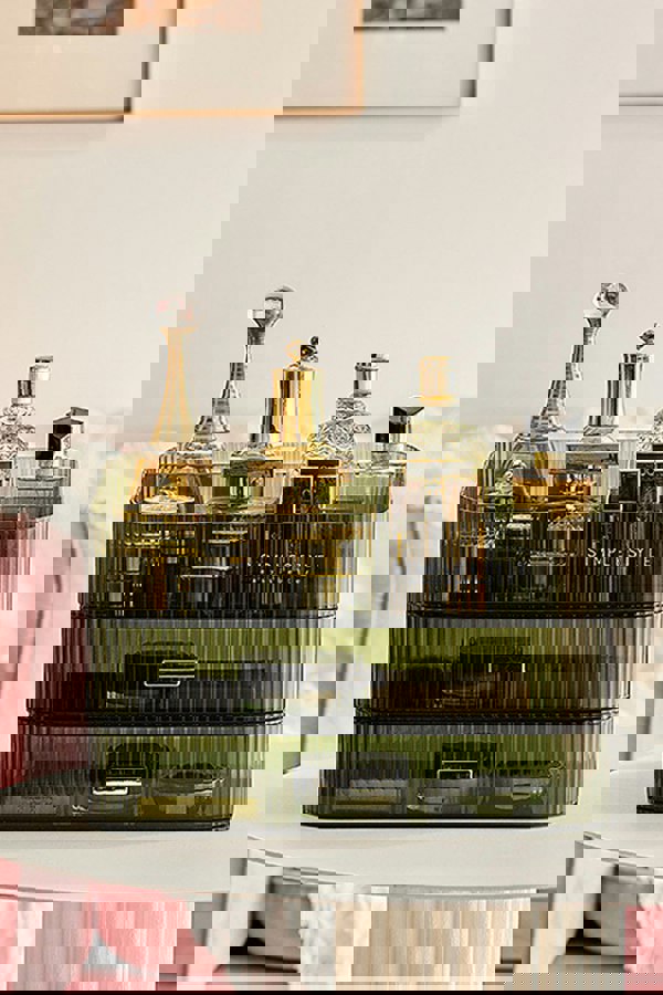 Living and Home Clear Desktop Makeup Organizer Cosmetic Case Storage Skincare Display Box with Drawers