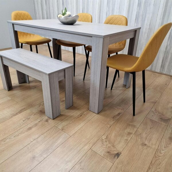 Kosy Koala Dining Table Set With 4 Mustard Chairs And 1 Bench Dining Room Furniture