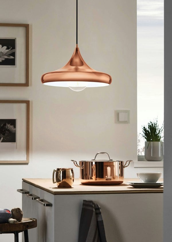 EGLO Coretto 2 1-Light Retro Bistro-Style Copper Single Pendant