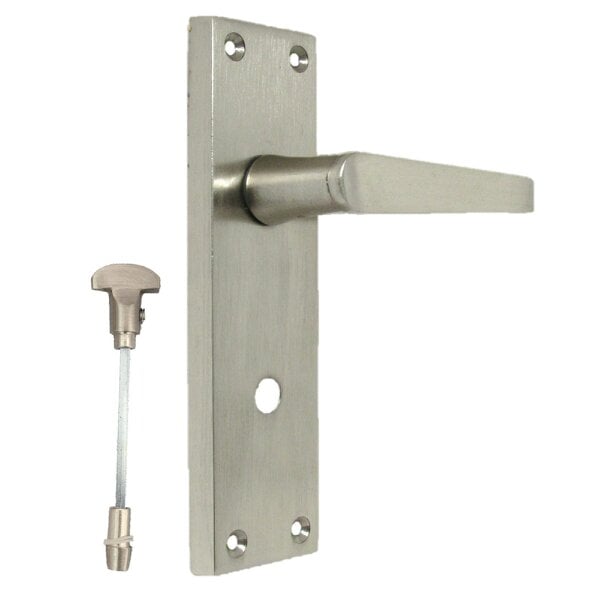EDH Door Hardware Victorian Straight Satin Nickel Interior Bathroom Door Handles