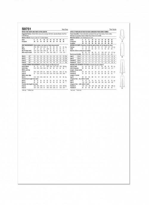 Simplicity Sewing Pattern 9751, Skirts, Trousers for Women, D5 (4-6-8-10-12) - Easy