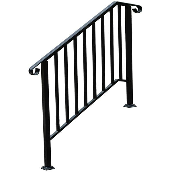 Gr8 Garden Outdoor Black Steel Handrail 3 Steps Garden Stairs Safety Grab Bannister Rail
