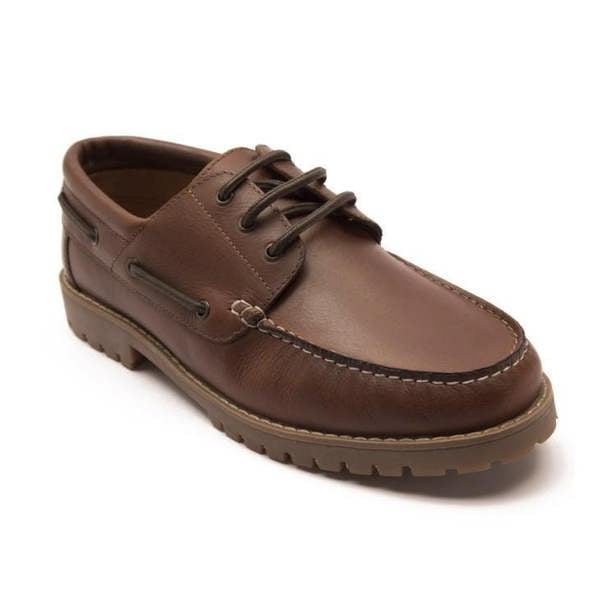Thomas Crick Cape Mens Smart Casual Leather Lace Up Boat Shoes, men's brown leather boat shoes with lace-up front and sturdy sole for casual and smart occasions.