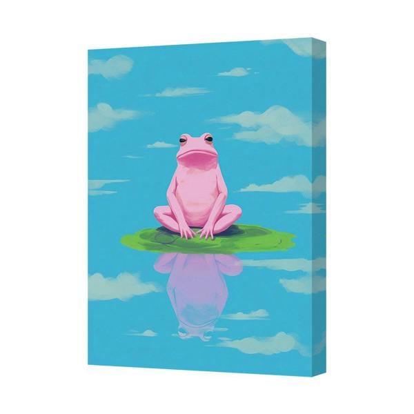 Benjamin Tate Design Pink Frog On Lily Pad Canvas Art Print In Modern Home Decor