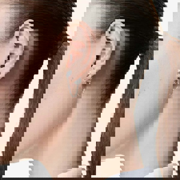 Swarovski Una Rhodium Plated Round White Crystal Drop Earrings 5732273