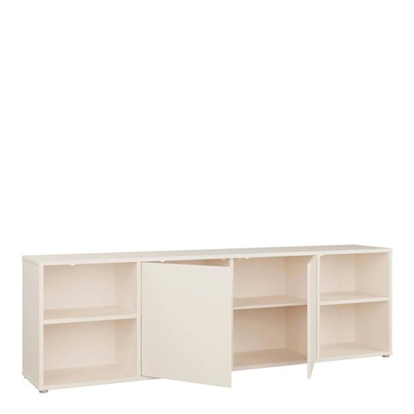 Furniture To Go Alice Springs Wide TV Cabinet with 2 Doors Push-to-Open & 2 Open Shelves in Sand