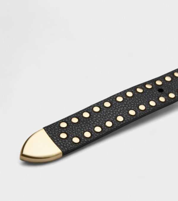 Votch Ayla Vegan Bio-Based Bamboo Western Studded belt in black