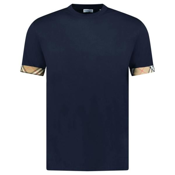 Burberry 'Ellison' Organic Cotton Check Sleeve Navy - chancefashionco