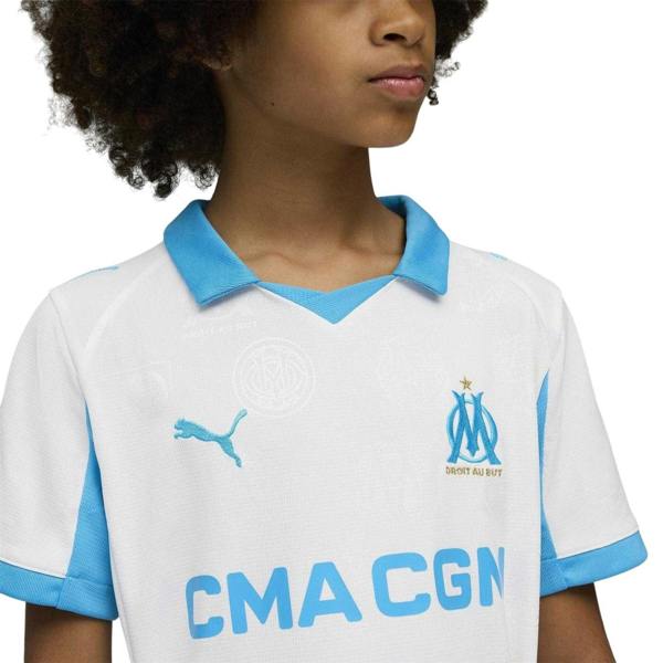 Puma Childrens/Kids 25/26 Olympique De Marseille FC Football Shirt - White/Blue - 