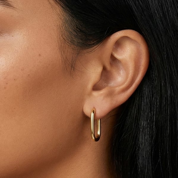 MUCHV Small Oval Hoop Earrings