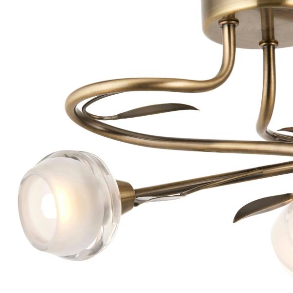 Pagazzi Lighting Maywood 3 Light Semi Flush Ceiling Light Antique Brass