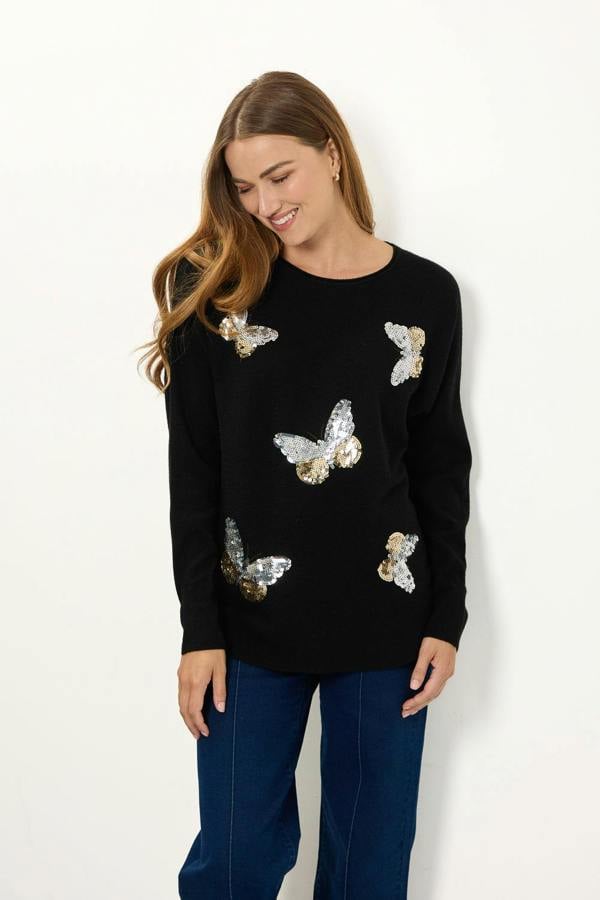 Butterfly Diamanté Embellished Batwing Jumper