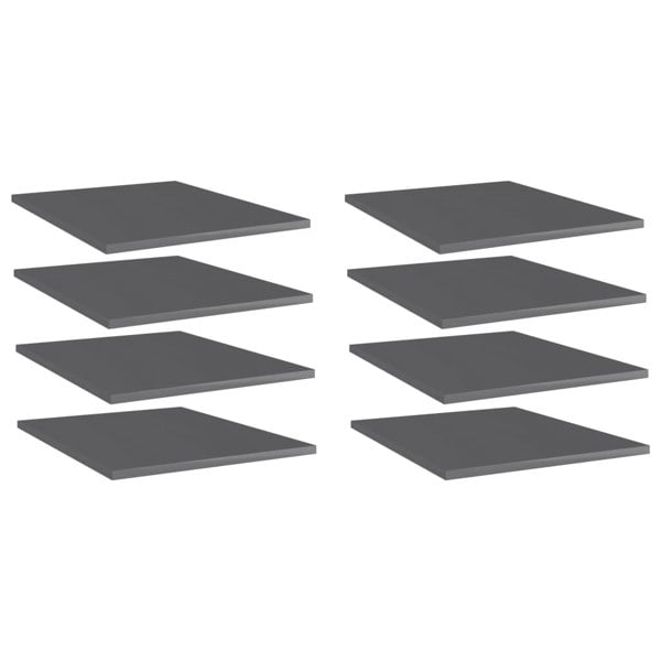 Berkfield Bookshelf Boards 8 pcs High Gloss Grey 40x50x1.5 cm Engineered Wood