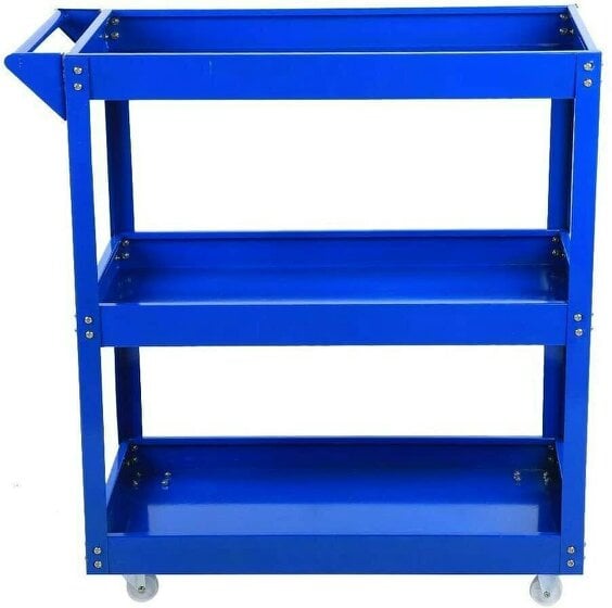 HYGRAD BUILT TO SURVIVE Heavy Duty Workshop Garage DIY Tool Storage Trolley Wheel Cart Tray 3 Tier/Shelf - Blue