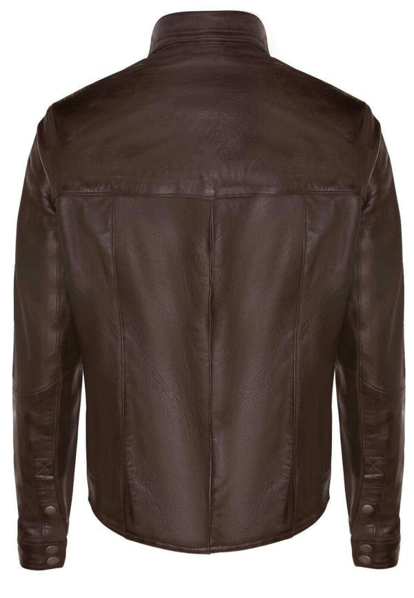 Infinity Leather Mens Retro Leather Shirt Jeans Jacket-Beijing