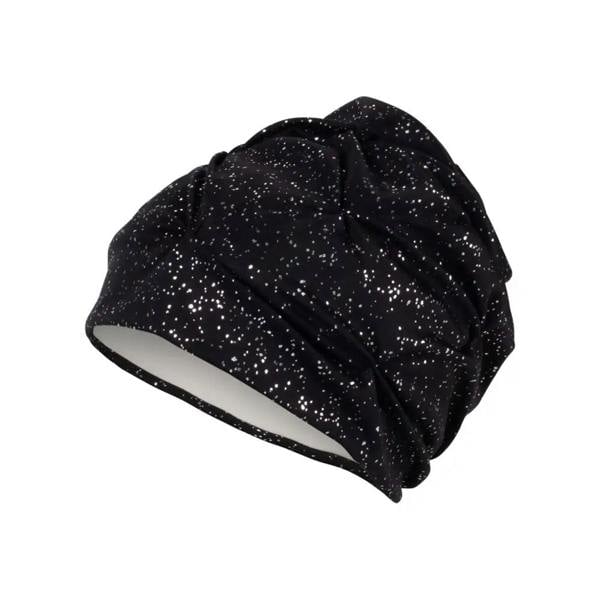Black glittery Fashy Sparkle fabric swim cap with white lining
