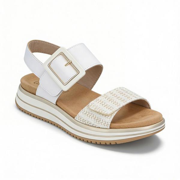 Remonte D1J53 Cross Strap Sandals   in  White