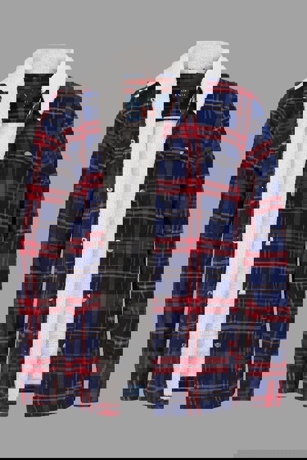 Men's Tartan Check Borg Lined Cotton Shacket