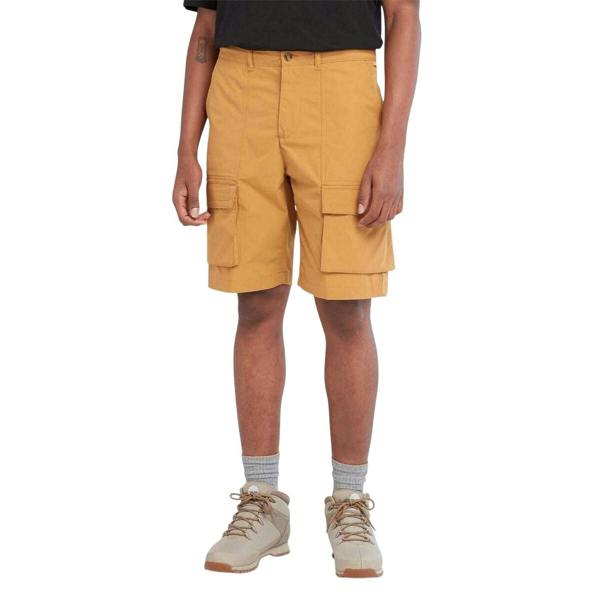 Timberland Mens Water Repellent Leather Badge Relaxed Fit Cargo Shorts - Wheat - 