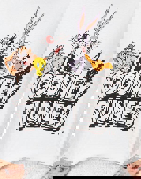 Looney Tunes Mens White Short Sleeve Long Leg Pyjama Set