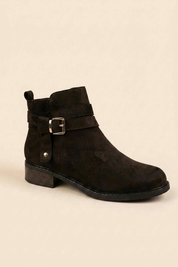 Pearl Faux Suede Wrap Strap Ankle Boots - Brown