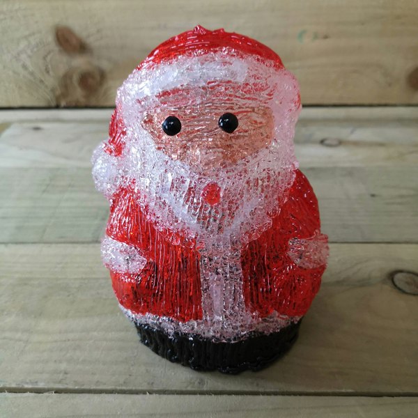 Samuel Alexander 19cm Battery Operated Light up Acrylic Christmas Santa Decoration with 16 Ice White LEDs