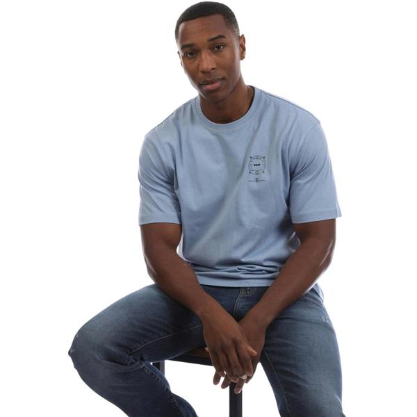 Boss Mens Logo Cotton Crew Neck T-Shirt - Blue - 