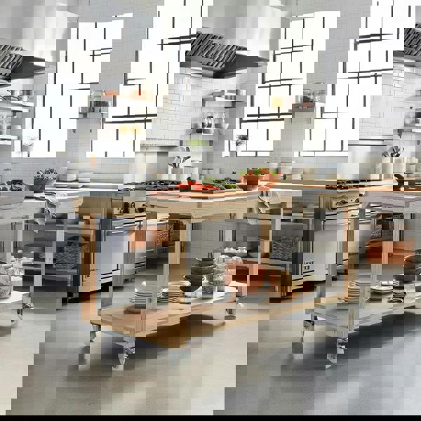 Arbor Garden Solutions Wooden Workbench Eucalyptus Hardwood Top Depth-3ft with Wheels