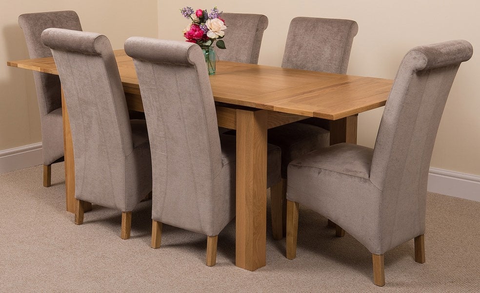 That's Furniture Richmond Medium Oak Extendable Dining Table with Montana Fabric Chairs