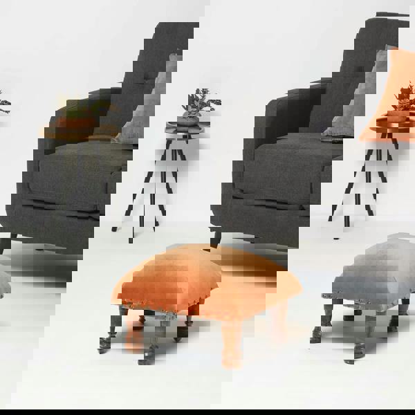 HOMESCAPES Mable Velvet Square & Rectangular Footstool